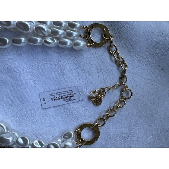 Lilly Pulitzer Goldtone Charm Layered Pearls Statement Necklace NEW - Picture 8 of 13